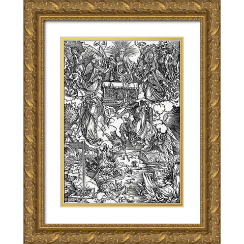 Last Judgment Gold Ornate Wood Framed Art Print with Double Matting by Durer, Albrecht