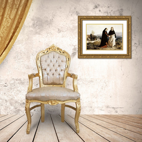 John Leading Mary From The Tomb Gold Ornate Wood Framed Art Print with Double Matting by Dyce, William