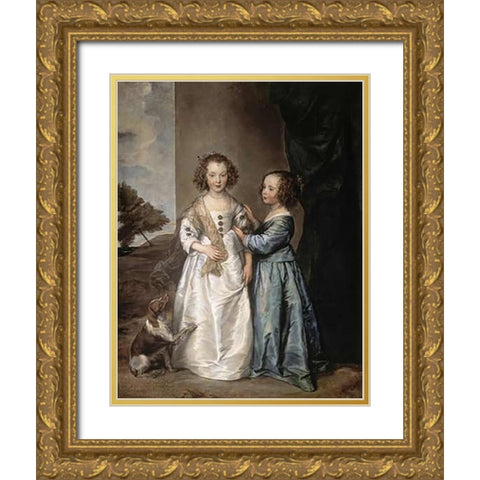 Philadelphia and Elisabeth Wharton Gold Ornate Wood Framed Art Print with Double Matting by Van Dyck, Anthony