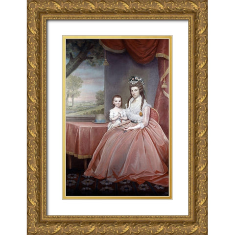 Mrs. Elijah Boardman and Her Son Gold Ornate Wood Framed Art Print with Double Matting by Earl, Ralph