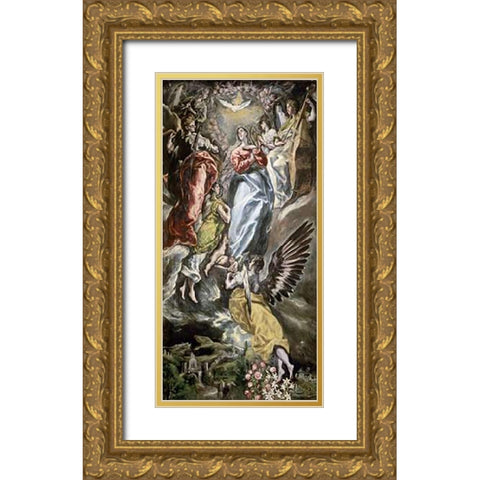 Assumption of The Virgin Gold Ornate Wood Framed Art Print with Double Matting by Greco, El