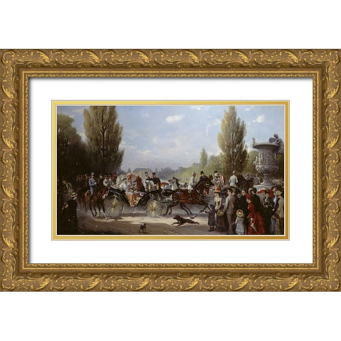 Frederich II and Victoria On The Way To Potstam Gold Ornate Wood Framed Art Print with Double Matting by Eschwege, F.A. Elmar