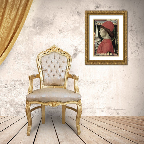 Portrait of a Young Man Gold Ornate Wood Framed Art Print with Double Matting by d Este, Baldassarre