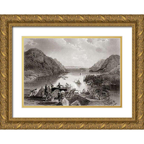 West Point and The Highlands Gold Ornate Wood Framed Art Print with Double Matting by Fenn, Henry