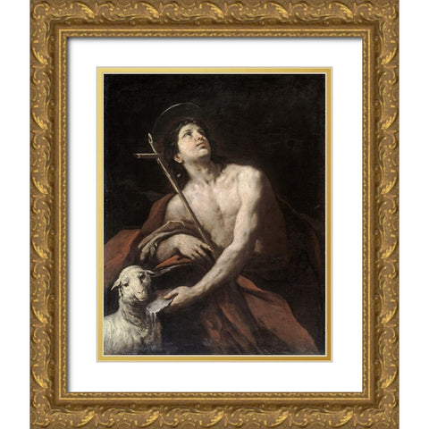 Saint John The Baptist Gold Ornate Wood Framed Art Print with Double Matting by Ferraro, Orazio
