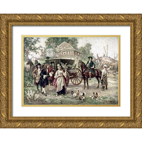 On The Road To Penns Manor Gold Ornate Wood Framed Art Print with Double Matting by Gerome Ferris, Jean Leon