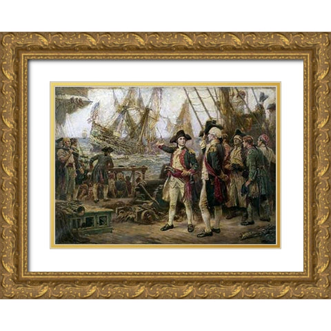 Ship That Sank In Victory Gold Ornate Wood Framed Art Print with Double Matting by Gerome Ferris, Jean Leon