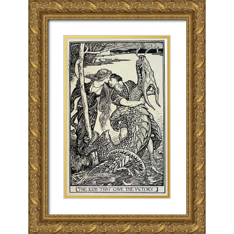 The Kiss That Gave The Victory Gold Ornate Wood Framed Art Print with Double Matting by Ford, H.J