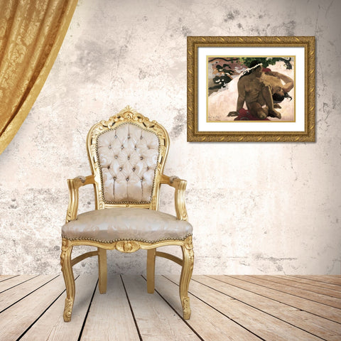 Aha Oe Feii? (Are You Jealous?) Gold Ornate Wood Framed Art Print with Double Matting by Gauguin, Paul
