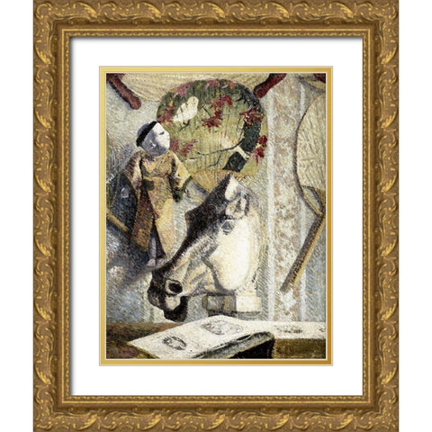 Still Life With a Horses Head Gold Ornate Wood Framed Art Print with Double Matting by Gauguin, Paul