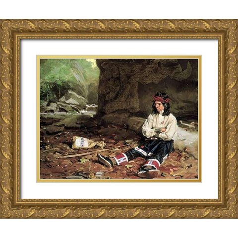 The Young Hunter Gold Ornate Wood Framed Art Print with Double Matting by Gaul, Gilbert