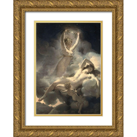 Aurora and Cephalus Gold Ornate Wood Framed Art Print with Double Matting by Gerain, P.