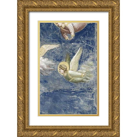 Crucifixion - Detail Gold Ornate Wood Framed Art Print with Double Matting by Giotto
