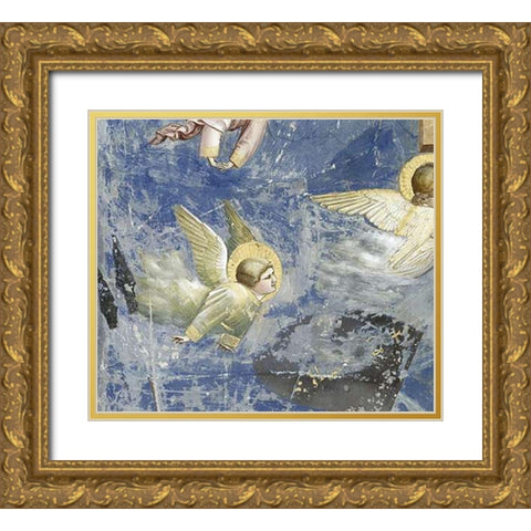 Crucifixion - Detail Gold Ornate Wood Framed Art Print with Double Matting by Giotto