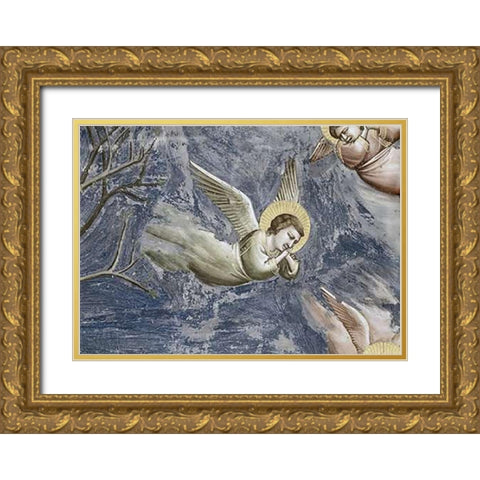 Lamentation (Detail) Gold Ornate Wood Framed Art Print with Double Matting by Giotto