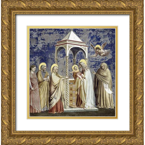 Presentation at The Temple Gold Ornate Wood Framed Art Print with Double Matting by Giotto