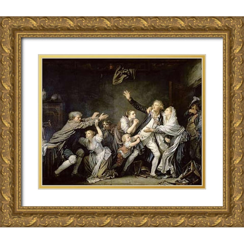 Paternal Curse Or Ungrateful Son Gold Ornate Wood Framed Art Print with Double Matting by Greuze, Jean Baptiste