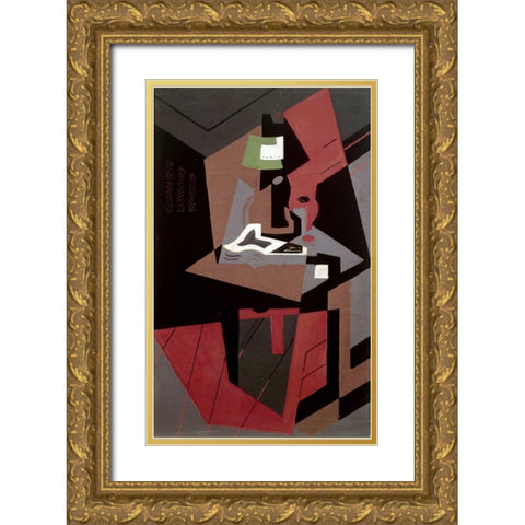 Composicion Gold Ornate Wood Framed Art Print with Double Matting by Gris, Juan