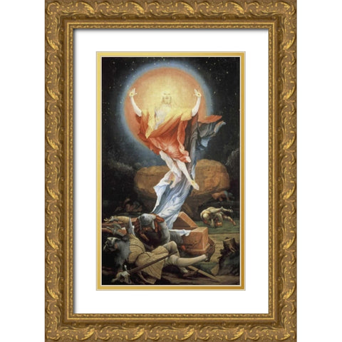 Isenheim Altarpiece: Resurrection Gold Ornate Wood Framed Art Print with Double Matting by Grunewald, Mathias