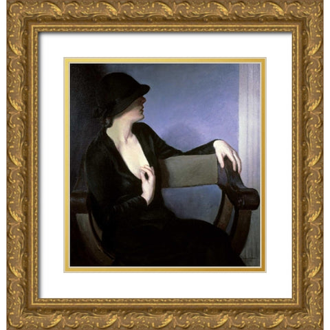 Woman In Black Gold Ornate Wood Framed Art Print with Double Matting by Gutmann, Bernhard