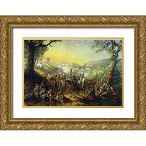 Halt of the Stonewall Brigade Gold Ornate Wood Framed Art Print with Double Matting by Henderson, David English
