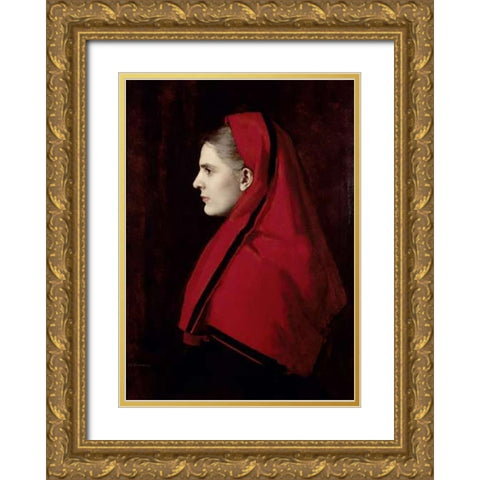 Fabiola Gold Ornate Wood Framed Art Print with Double Matting by Henner, Jean Jacques