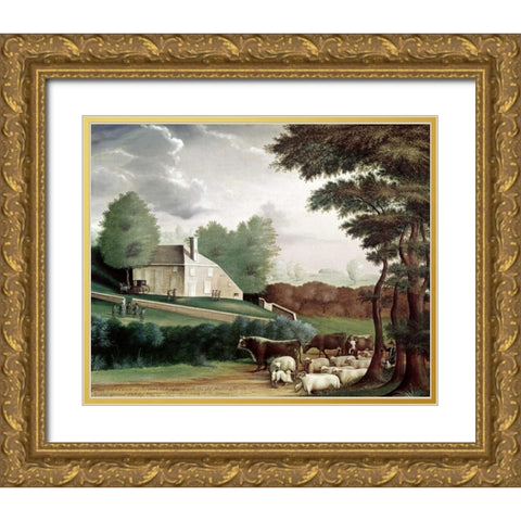 Grave of William Penn Gold Ornate Wood Framed Art Print with Double Matting by Hicks, Edward