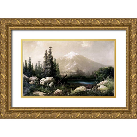 Mount Shasta, California Gold Ornate Wood Framed Art Print with Double Matting by Hill, Thomas