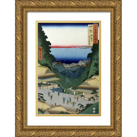 Ise Province, Arama Hills Gold Ornate Wood Framed Art Print with Double Matting by Hiroshige