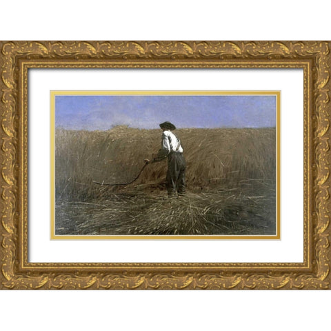 The Veteran in a New Field Gold Ornate Wood Framed Art Print with Double Matting by Homer, Winslow