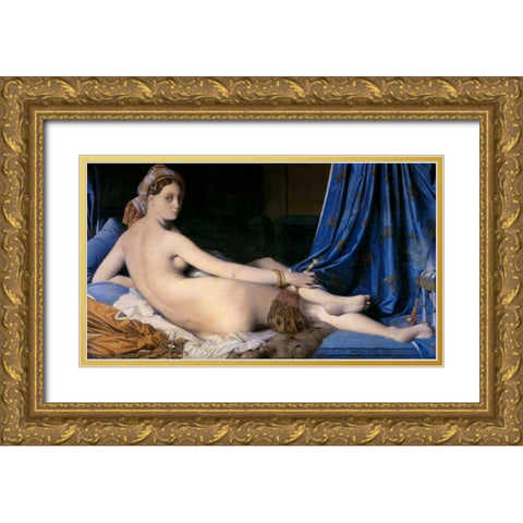 The Grand Odalisque Gold Ornate Wood Framed Art Print with Double Matting by Ingres, Jean Auguste-Dominique
