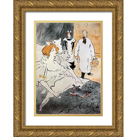 Qui, LArtisan Moderne Gold Ornate Wood Framed Art Print with Double Matting by Toulouse-Lautrec, Henri