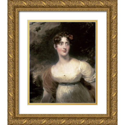 Portrait of Mylady Raglaun Gold Ornate Wood Framed Art Print with Double Matting by Lawrence, Sir Thomas