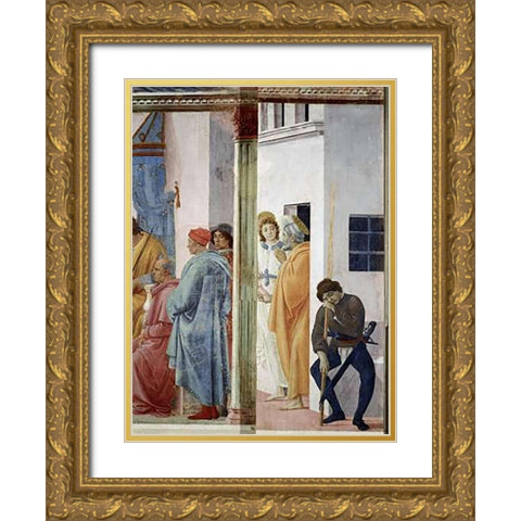 Angel Releases Saint Peter From Prison Gold Ornate Wood Framed Art Print with Double Matting by Lippi, Filippo