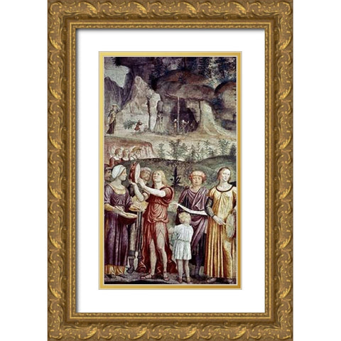 Jews Praising God Gold Ornate Wood Framed Art Print with Double Matting by Luini, Bernardino
