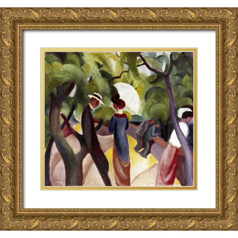 Promenade Gold Ornate Wood Framed Art Print with Double Matting by Macke, August