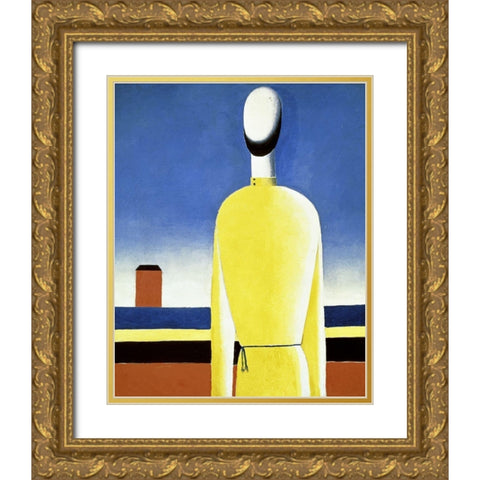 Complicated Anticipation Gold Ornate Wood Framed Art Print with Double Matting by Malevich, Kazimir