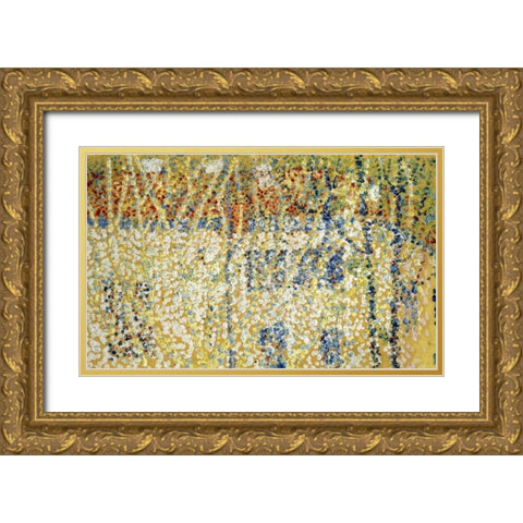 Landscape and Cottage Gold Ornate Wood Framed Art Print with Double Matting by Malevich, Kazimir