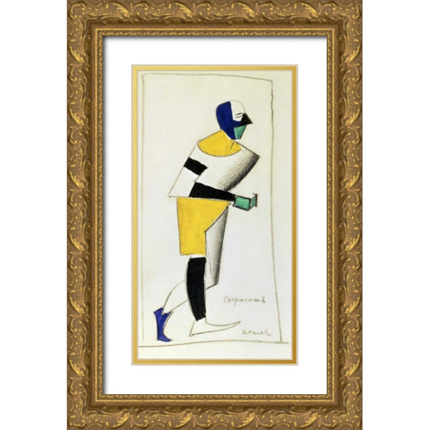 The Sportsman Gold Ornate Wood Framed Art Print with Double Matting by Malevich, Kazimir