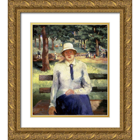 Unemployed Girl Gold Ornate Wood Framed Art Print with Double Matting by Malevich, Kazimir