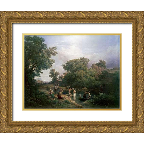 Baptism of Museumist Gold Ornate Wood Framed Art Print with Double Matting by Marko, Carlos