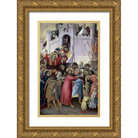 Carrying of The Cross Gold Ornate Wood Framed Art Print with Double Matting by Martini, Simone