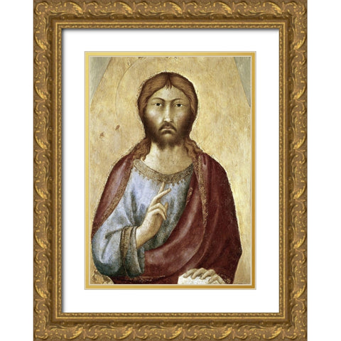 The Redeemer Conferring a Blessing Gold Ornate Wood Framed Art Print with Double Matting by Martini, Simone