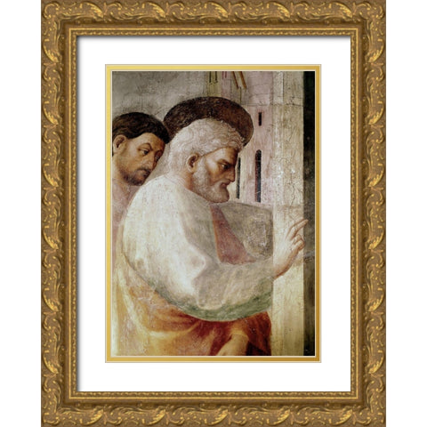 Healing of The Cripple and The Resurrection Oftabitha Gold Ornate Wood Framed Art Print with Double Matting by Masaccio,