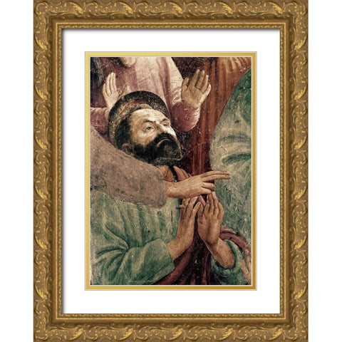 St. Peter Resurrects The Child of Theophilus Gold Ornate Wood Framed Art Print with Double Matting by Masaccio,