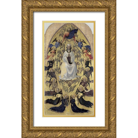 Madonna of The Snow Gold Ornate Wood Framed Art Print with Double Matting by Masolino da Panicale,