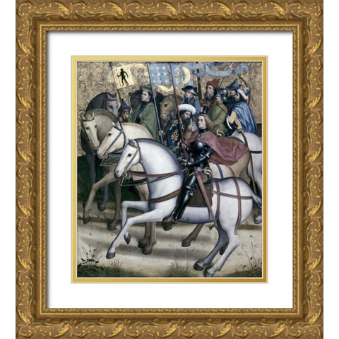 Three Kings Gold Ornate Wood Framed Art Print with Double Matting by Master of the Sterzing Altarpiece