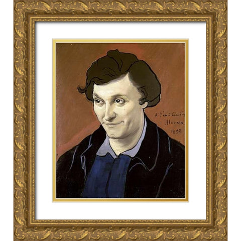 Portrait of Carabin Gold Ornate Wood Framed Art Print with Double Matting by Maurin, Charles