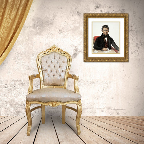John Ross - a Cherokee Chief Gold Ornate Wood Framed Art Print with Double Matting by McKenney, Thomas Lorraine