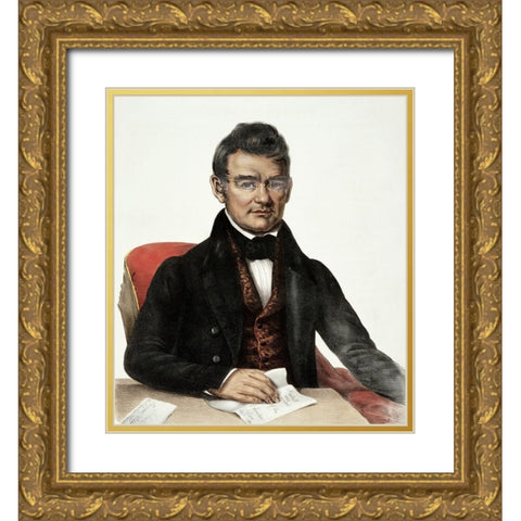 John Ross - a Cherokee Chief Gold Ornate Wood Framed Art Print with Double Matting by McKenney, Thomas Lorraine